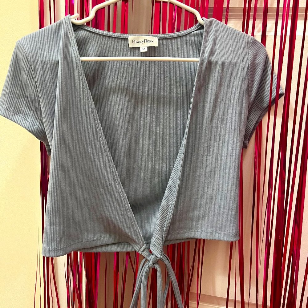 privacy please blue blouse
